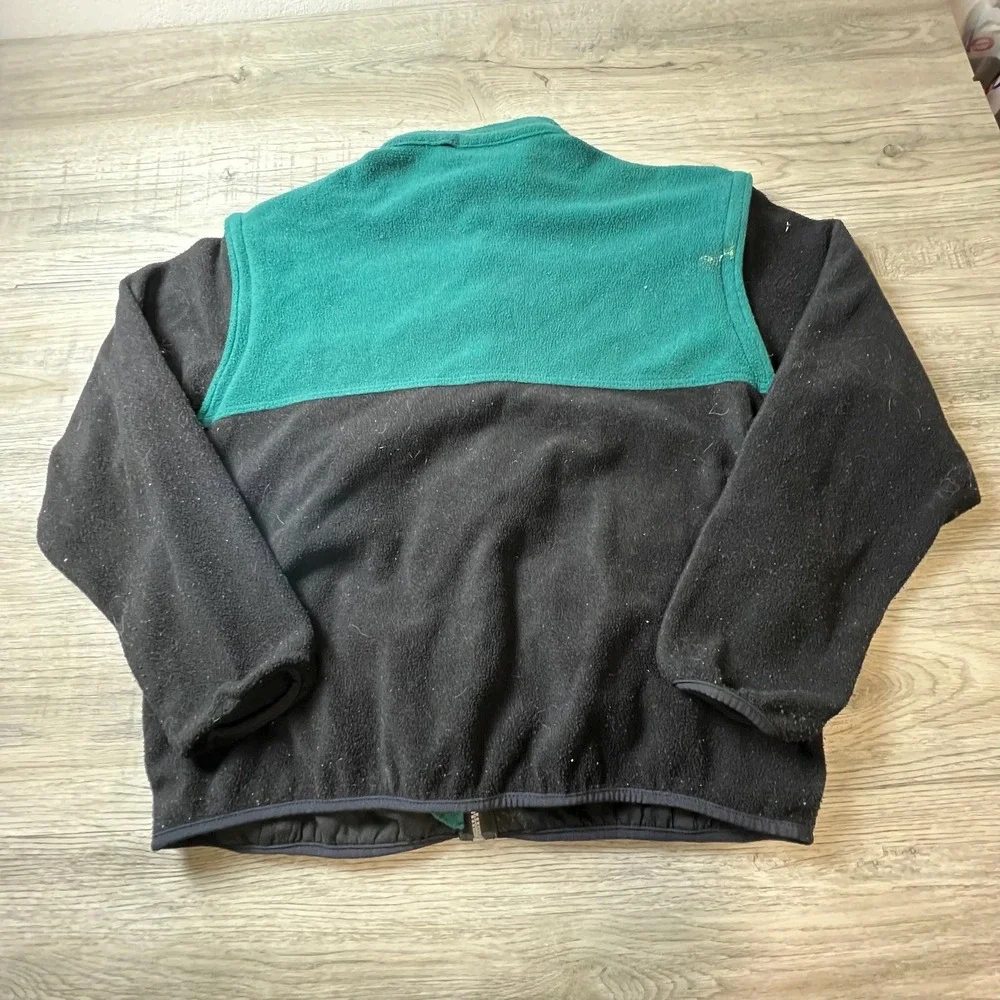 Mountain Dew Fleece Jacket Mens L/XL Teal Black‎ Full Zip Colorblock Vintage 90s